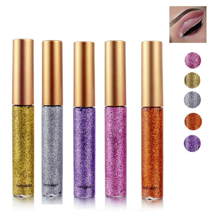 Glitter Liquid Eyeshadow 5 Color Metallic Sparkling Eyeliner Face Eye Cosmetic Glow Shimmer Makeup Shadow Long Lasting
