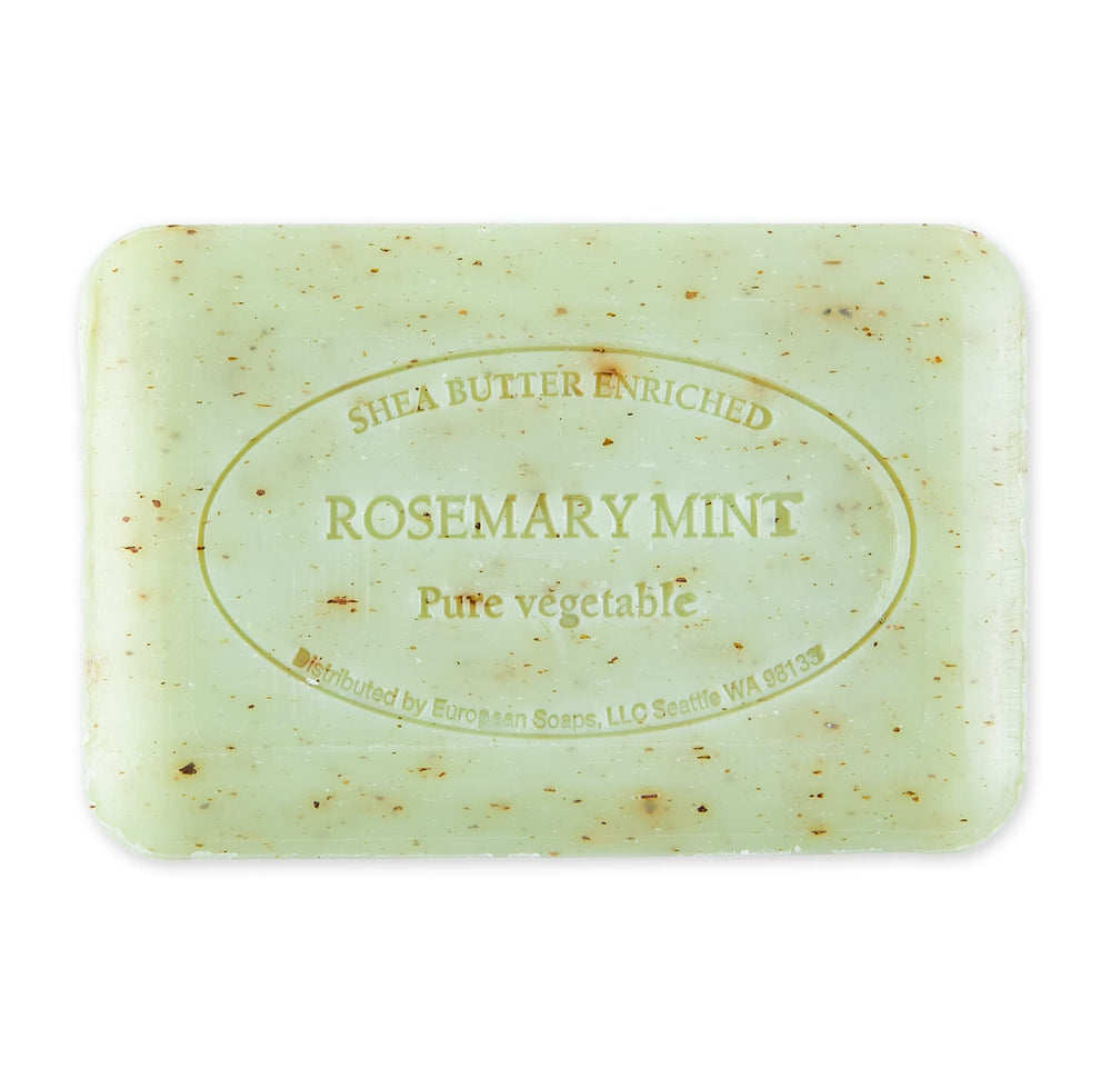 Artisanal Soap Bar, Enriched with Organic Shea Butter, Natural French Skincare, Quad Milled for Rich Smooth Lather, Rosemary Mint, 8.8 Ounce