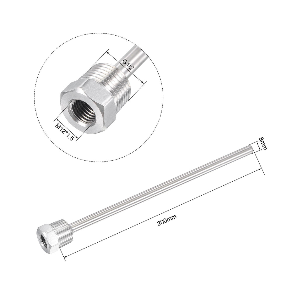 8mm Dia G1/2 Thermowell Weldless Stainless Steel 201 200mm Length for Beer Fermenter