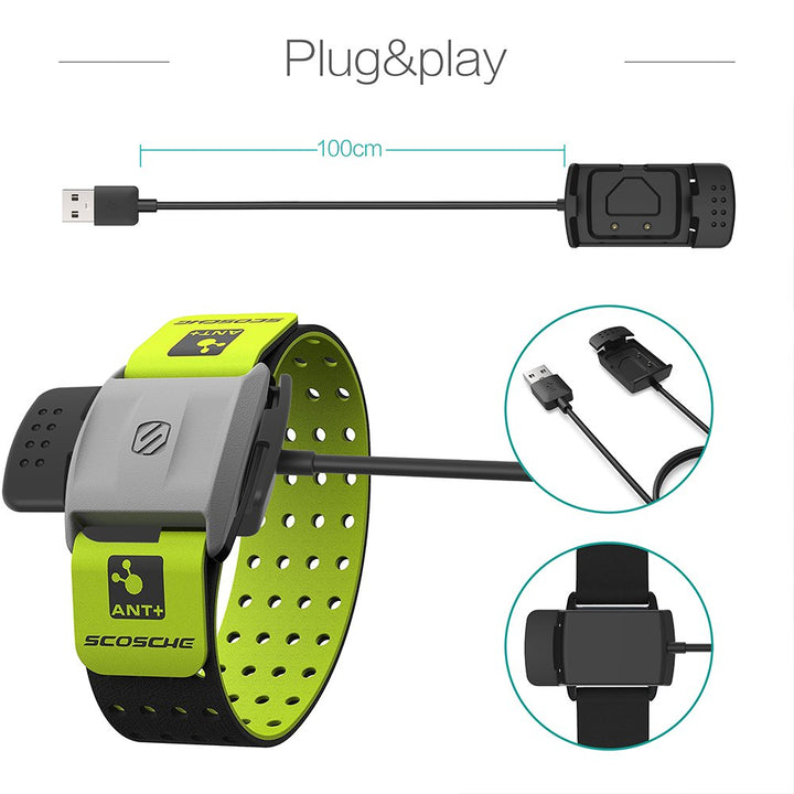 Charger Compatible with Scosche Rhythm+ Plus - USB Charging Cable 100cm - Heart Rate Monitor Accessories