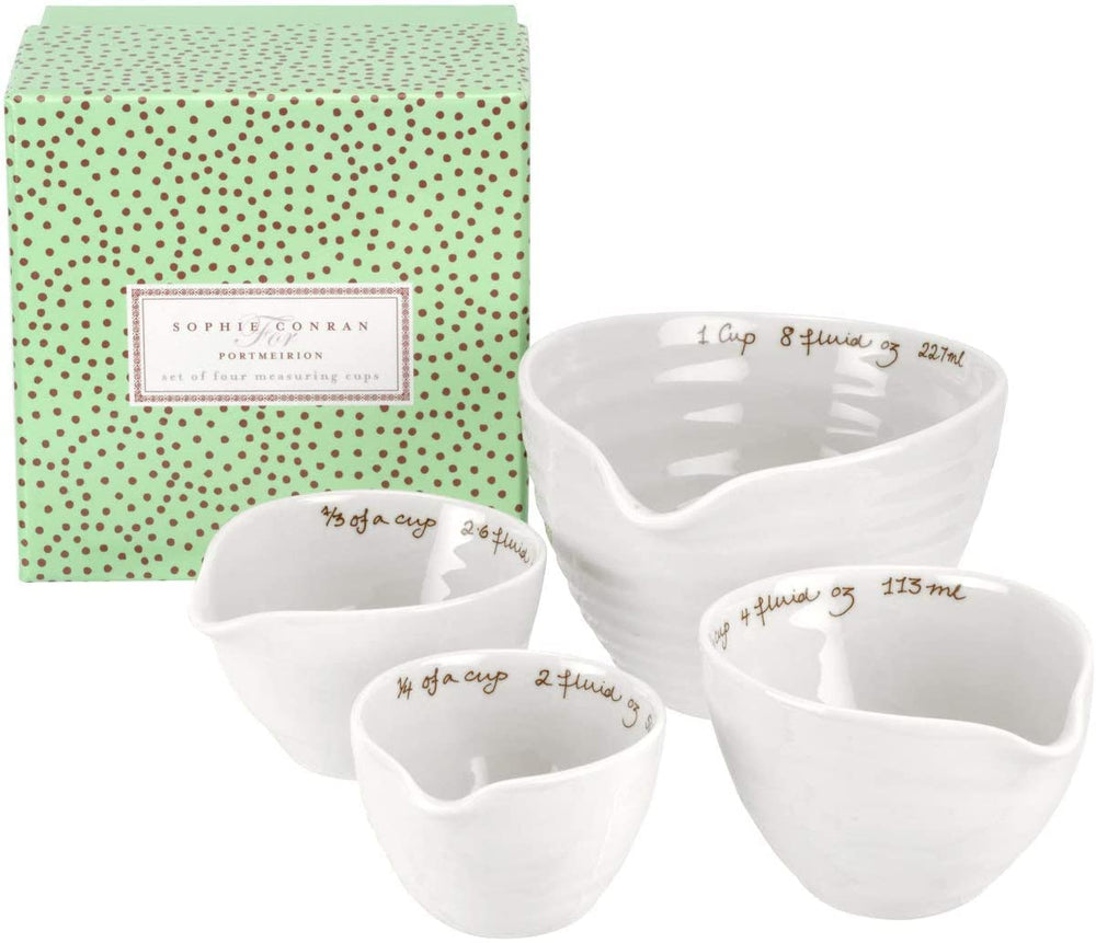 Sophie Conran White Measuring Cups | Set of 4 Measuring Cups for Kitchen and Baking in Assorted Sizes | Made from Fine Porcelain | Dishwasher Safe