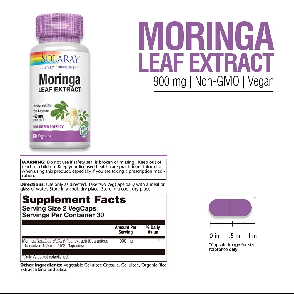 Solaray Moringa Leaf Extract, 450 mg, 60 Caps