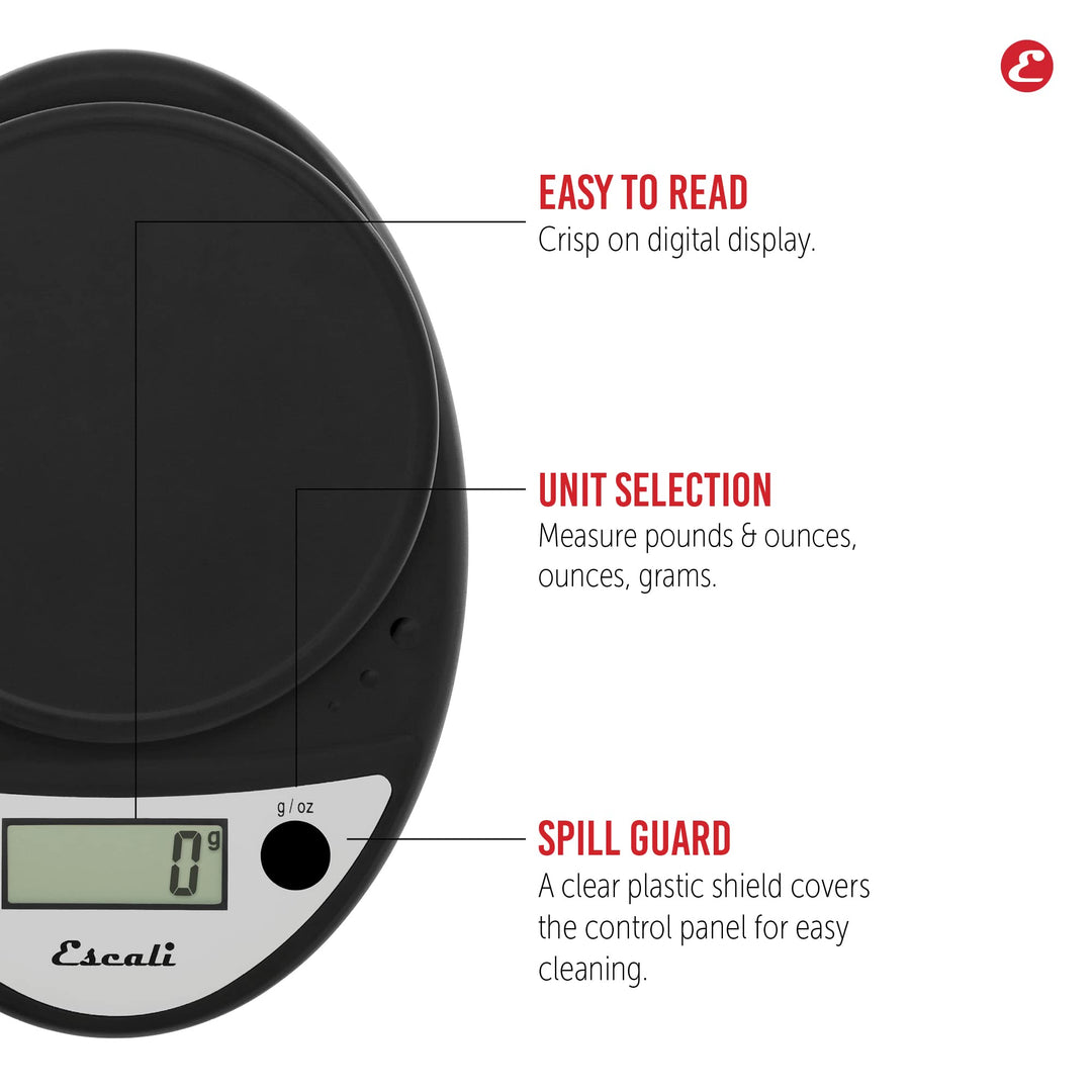 Primo Digital Kitchen Scale 11Lb/5Kg, Black