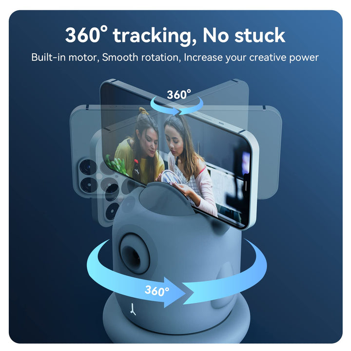 Auto Tracking Phone Holder, AICOCO Auto Face Tracking Tripod, 360° Rotation Phone Camera Mount, AI-Powered Face Tracking, Bluetooth Shutter Control, No APP for Live Streaming Video and Video Recording