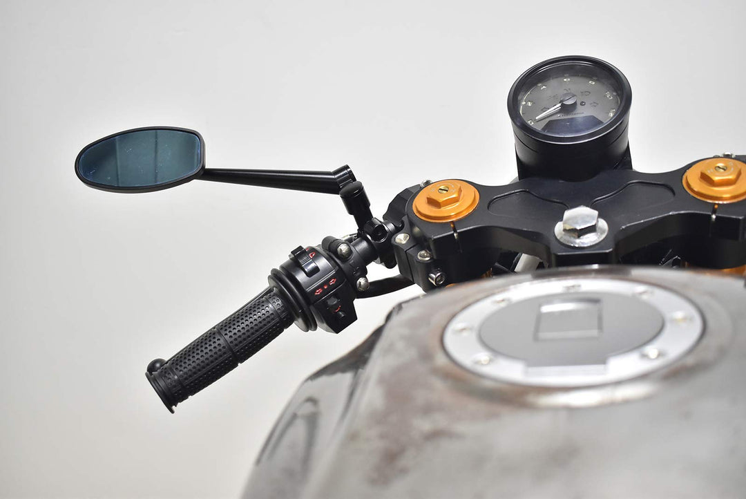0413 8MM 7/8 Handlebar Mirror Mounts Motorcycle Mirror Mount Adaptor Holder Clamp Bracket Black Aluminum Right-Handed (Clockwise)