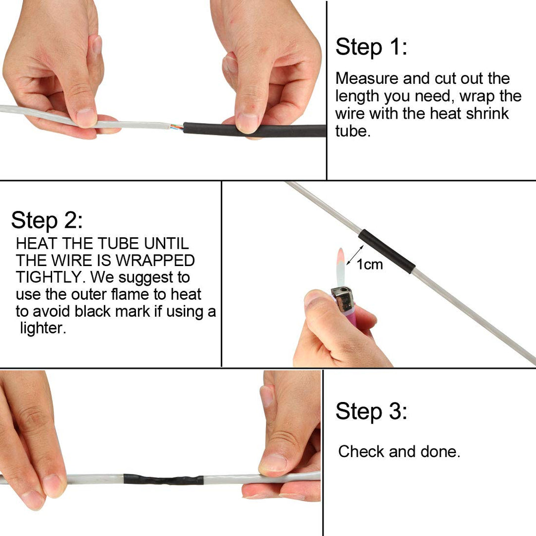 Heat Shrink Tubing, 3/16(4.8mm) Dia 8.9mm Flat Width 3:1 Rate Shrinkable Tube Cable Sleeve 10ft - Black
