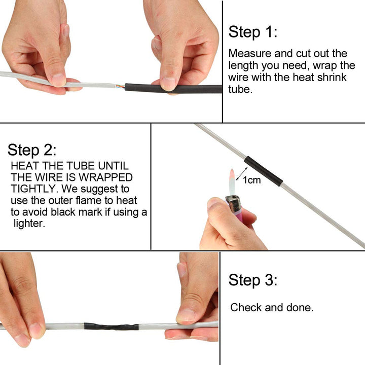 Heat Shrink Tubing, 3/16(4.8mm) Dia 8.9mm Flat Width 3:1 Rate Shrinkable Tube Cable Sleeve 10ft - Black