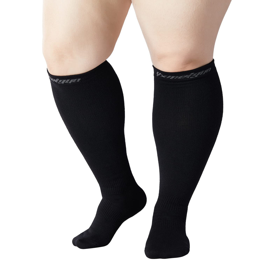Wide Calf Compression Socks for Women Men, 3XL Plus Size Compression Socks, Graduated Bamboo Knee High Support Stockings XXXL