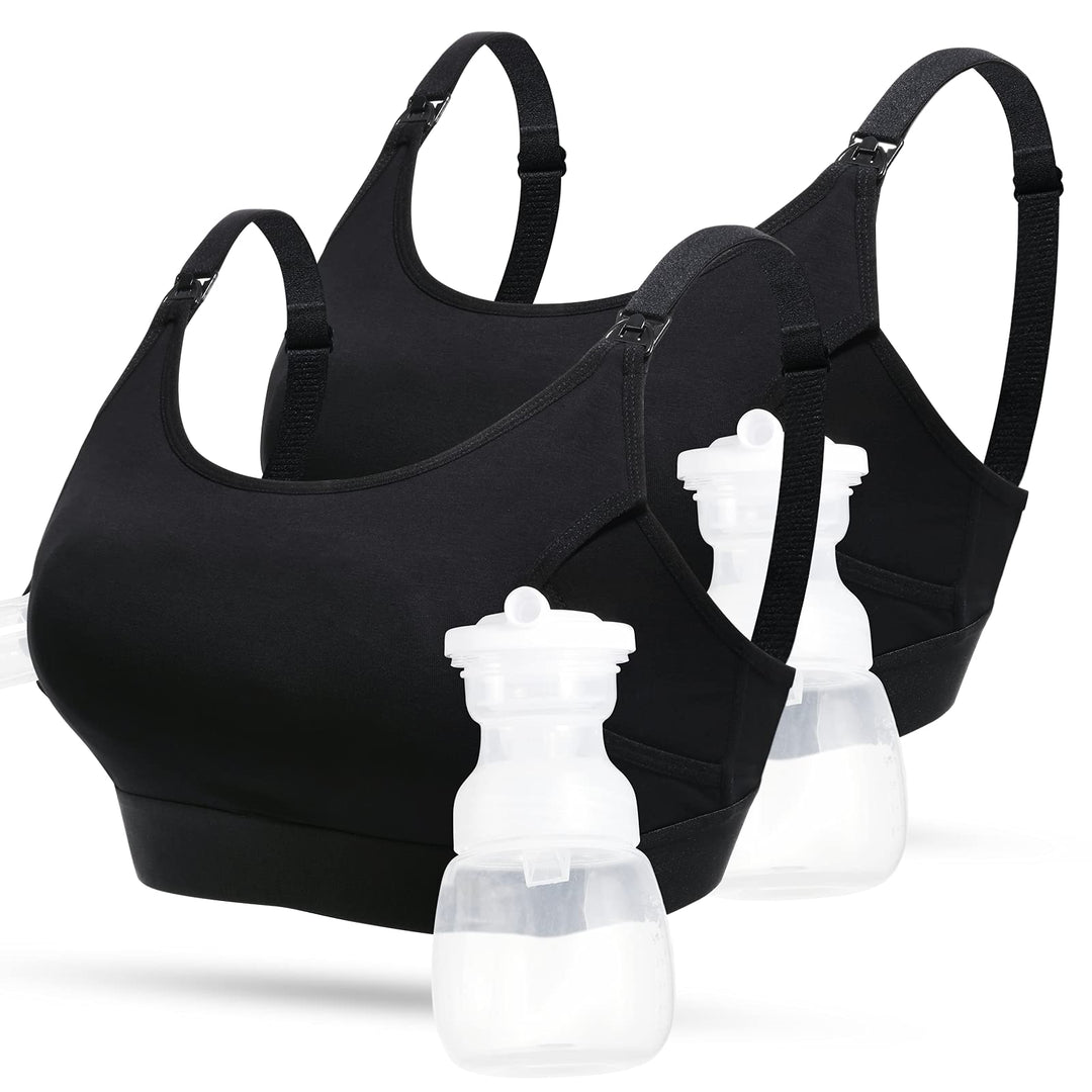 Hands Free Pumping Bra for Women 2 Pack, Supportive Comfortable Breast Pump Bra with Pads, All Day Wear Pumping and Nursing Bra in One Breast Pump for Medela, Spectra, etc. (XX-Large)
