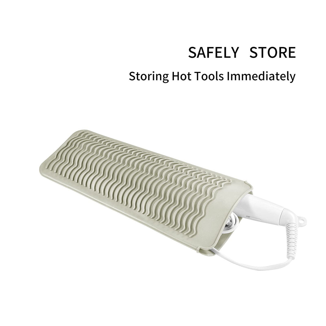Silicone Heat Resistant Travel Mat Pouch for Hair Straightener,Crimping Iron,Hair Curling Iron,Hair Curling Wand,Flat Iron,Hair Waving Iron (2 Pack, Light Grey&Beige)