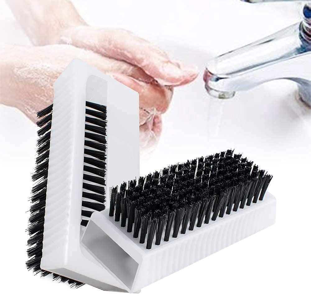 Cleaning Brush, 2 PCS Soft Nylon Bristles Hand Scrubbing Brushes with Nail Cleaner, Non Disposable Fingernails Cleaning Brush, Double-Sided