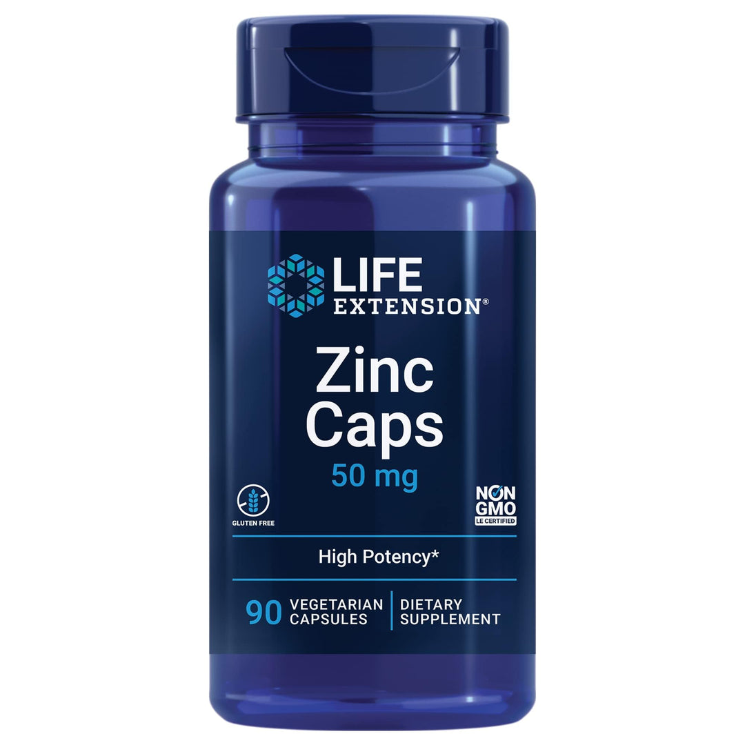 Zinc Caps, zinc 50 mg, zinc citrate, Support the body's immune defenses, ultra-absorbable, vegetarian, non-GMO, gluten-free, 90 vegetarian capsules, 90 Count (Pack of 1)
