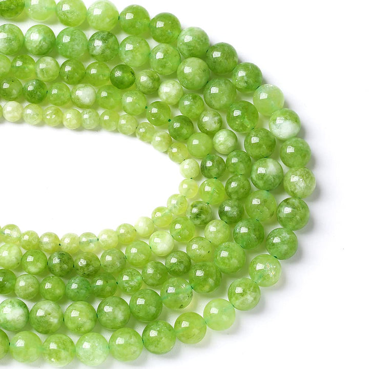 60pcs 6mm Natural Peridot Green Lace Jades Beads Round Loose Spacer Beads for Jewelry Making DIY Bracelets Crystal Energy Healing Power Stone 15 Inch (6mm, Green Peridot Jade)