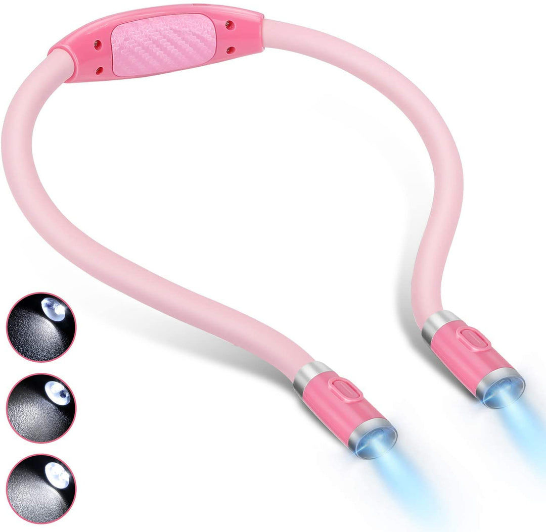 ® LED Hug Light,Rechargeable Neck Book Lights Night Lamp for Reading, Hands Free, 4 LED Bulbs, 3 Adjustable Brightness (Pink)