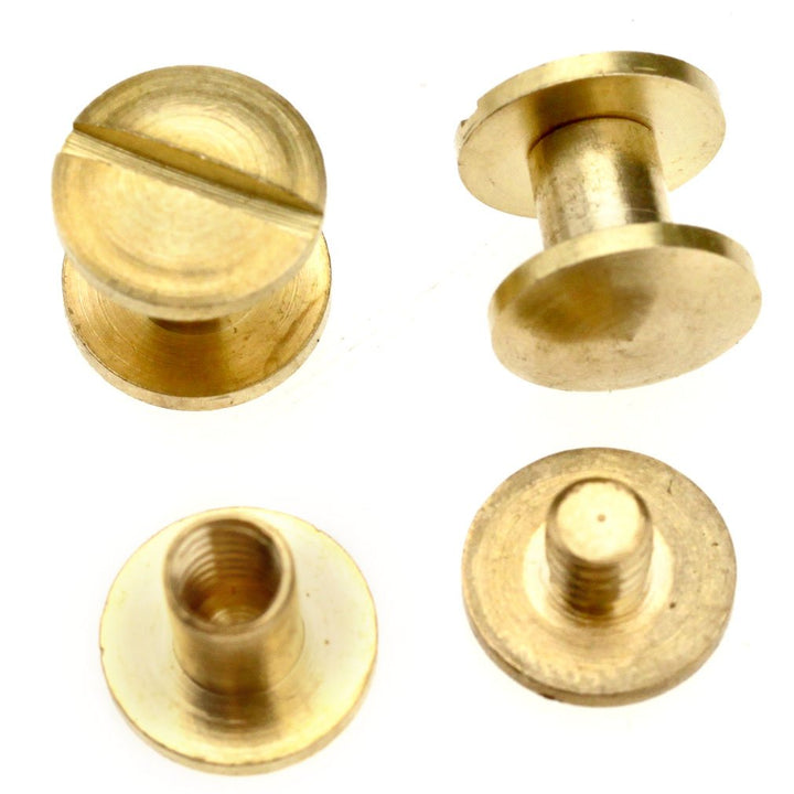 10pcs Belt Screw Leather Craft Brass Rivets Stud Head 6 x 4.5mm Flat Belt Solid