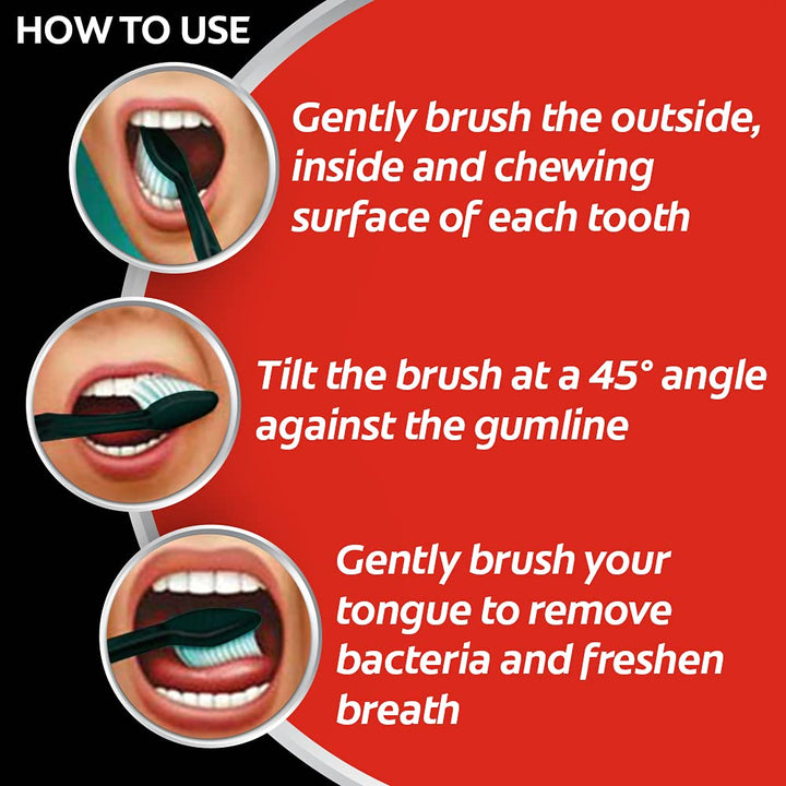 Charcoal Gentle Deep Cleaning manual Toothbrush for adults - 4 Pieces (Slim Soft)