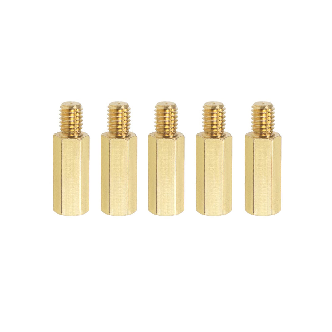5 Pcs M6 Standoff Screws, Brass Hex PCB Standoffs, Keep Height Consistent, Great for Motherboard (Gold Tone, 20mm+8mm)