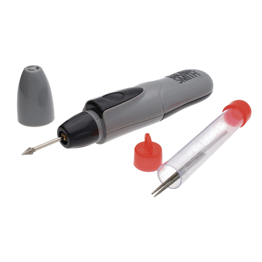Motorized Bead Reamer – Cordless: 2 AA Batteries – Included 3 Diamond Points – Use on Glass, Ceramic or Stone – Tools for Opening & Enlarging Holes & Softening & Smoothing Rough Edges
