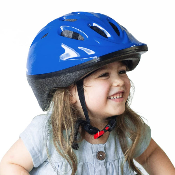Noodle Bike Helmet for Toddlers and Kids Aged 1-9 with Adjustable-Fit Sizing Dial, Sun Visor, Pinch Guard on Chin Strap, and 14 Vents to Keep Little Ones Cool (Small, Blueberry)