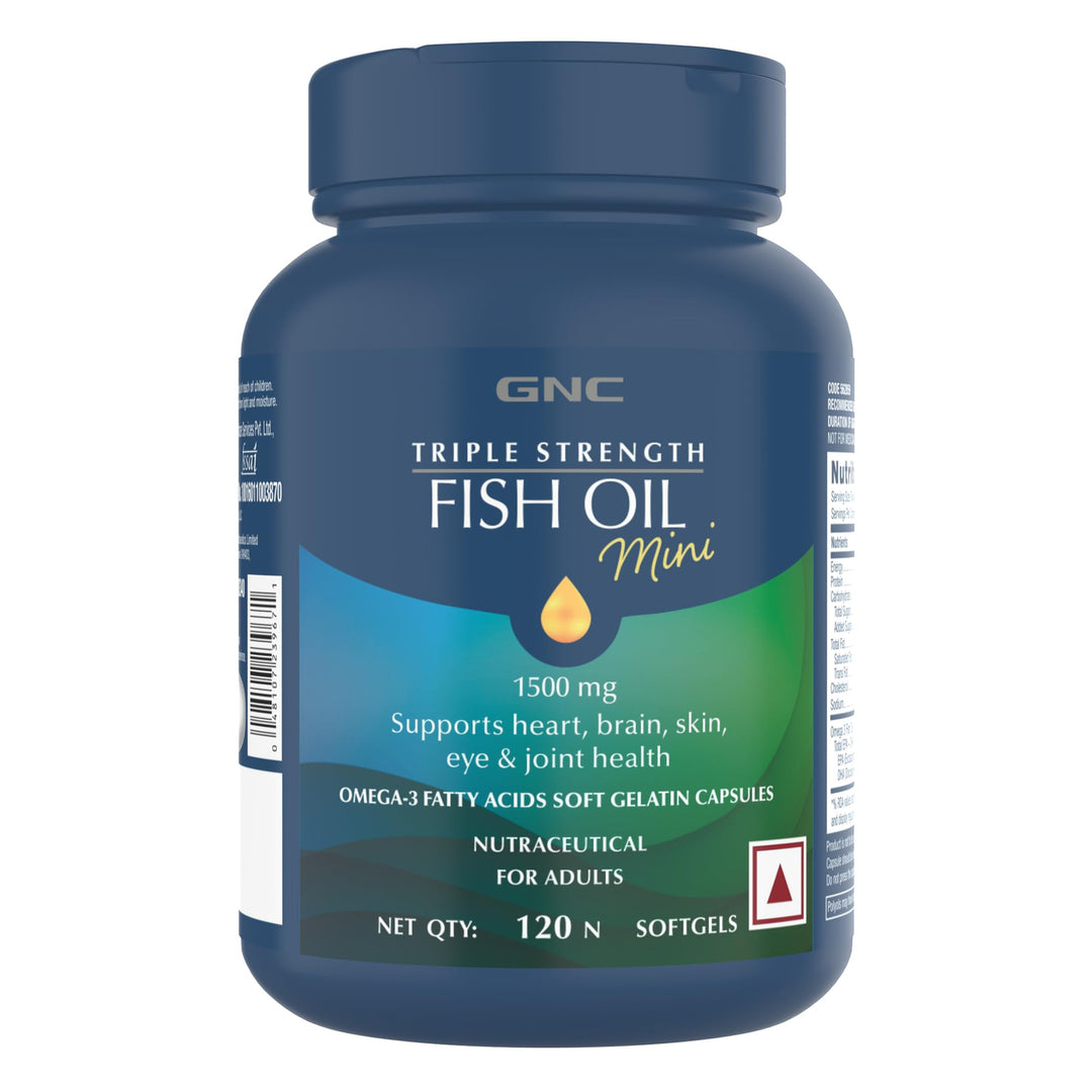 Triple Strength Fish Oil Omega 3 Supplement, 1000mg EPA and DHA, Supports Heart, Brain, Skin, Eye and Joint Health, Burpless, Ultra Concentrated, High Potency, Wild Caught, 120 Softgels