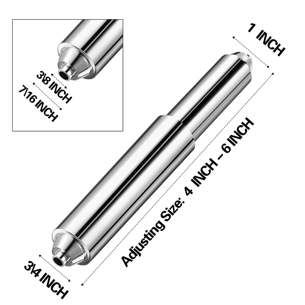 Toilet Paper Holder Roller Replacement Rod Plastic Spring Loaded Chrome, 1 Piece (Silver)