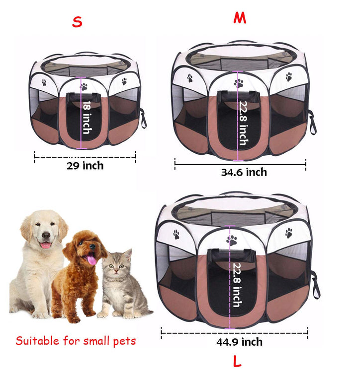 Portable Pet Playpen, Dog Playpen Foldable Pet Exercise Pen Tents Dog Kennel House Playground for Puppy Dog Yorkie Cat Bunny Indoor Outdoor Travel Camping Use