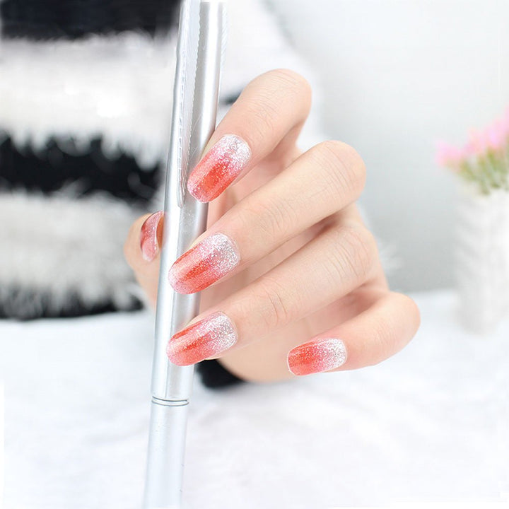 Glitter Adhesive Nail Art Tips Stickers Strips for Women Kids Girls, Fake Nail Design New Year Valentine Gift Gradient Color Dreamy Cocktail Set DIY Manicure Set 72PCS