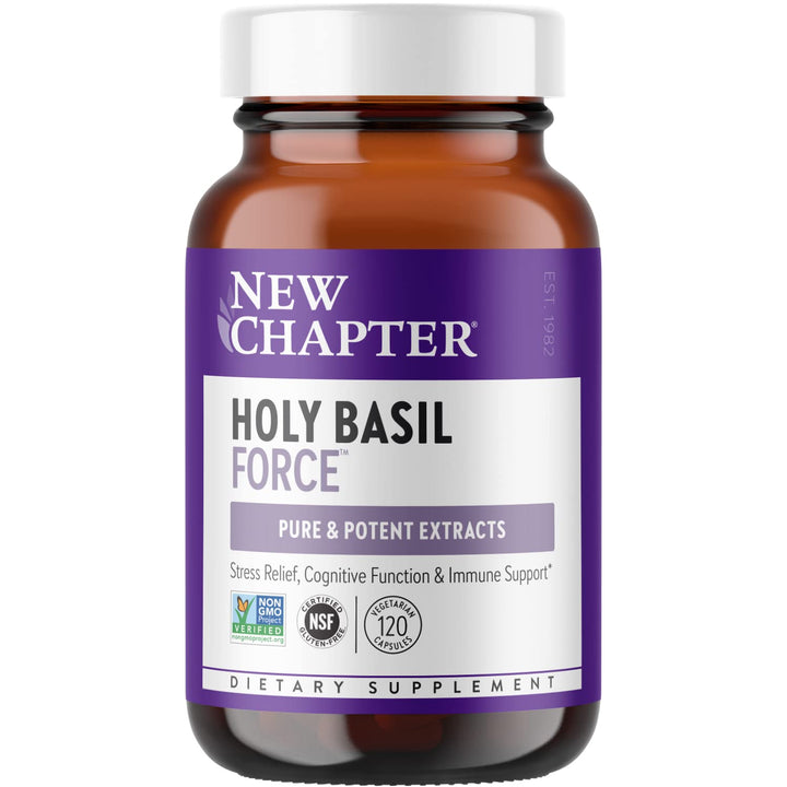Stress Relief Supplement - Holy Basil Force with Supercritical Holy Basil for Stress Support + Immune Support + Non-GMO Ingredients - Vegetarian Capsules, 120 Count