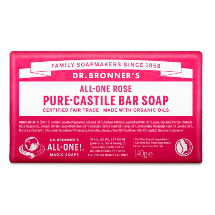 - Pure-Castile Bar Soap (Rose, 5 ounce) - Made with Organic Oils, For Face, Body and Hair, Gentle and Moisturizing, Biodegradable, Vegan, Cruelty-free, Non-GMO