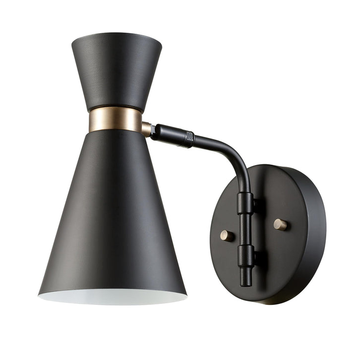 65855 Belmont 1-Light Wall Sconce, Satin Black, Gold Accents, Bulb Not Included