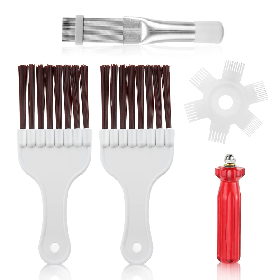 4 Pcs Air Conditioner Condenser Fin Cleaning Brush, Coil Condenser Brush AC Fin Comb, Stainless Steel Air Refrigerator Fin Cleaner Whisk Brush Evaporator Radiator Repair Tool