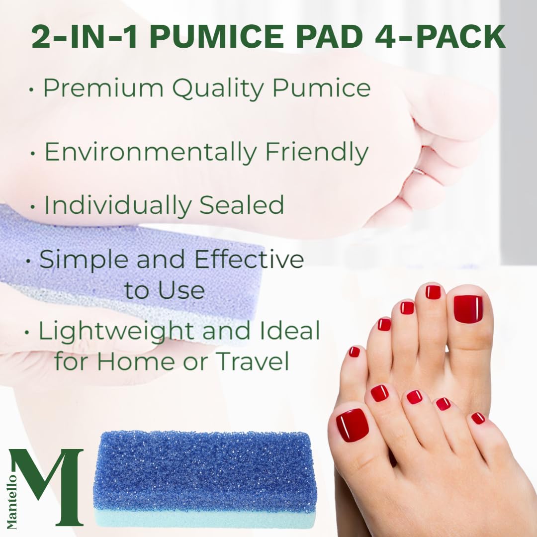 Foot Scrubber Pumice Stone for Feet- Foot Scrubbers for Use in Shower and Foot Tub- Pedicure Supplies Feet Scrubber for Dead Skin- Double Sided Foot Scrubber Dead Skin Remover- 4 Pack