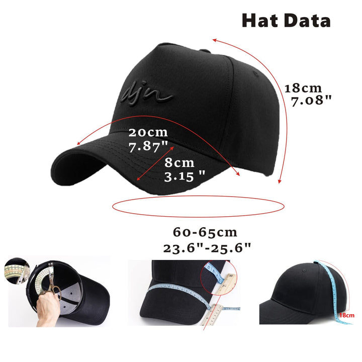 Cap Oversize XXL High Crown Baseball Cap Big Head Hats for Men Dad Hat Adjustable Plain Running Cap 23.6-25.6 (Black)