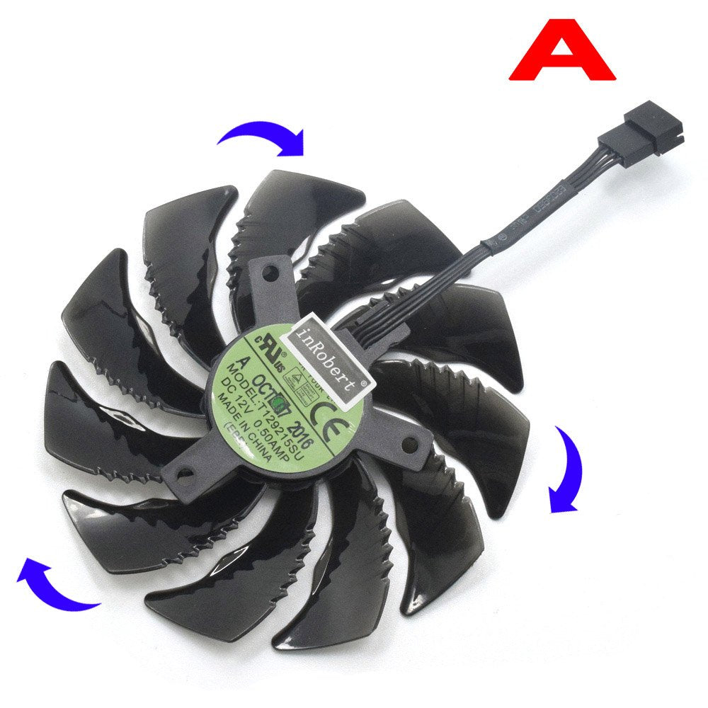 88mm T129215SU Graphics Card Cooling Fan Replacement for Gigabyte GTX 1050 Ti RX 480 470 570 580 GTX 1060 G1 Gaming Cooler (Fan-A)