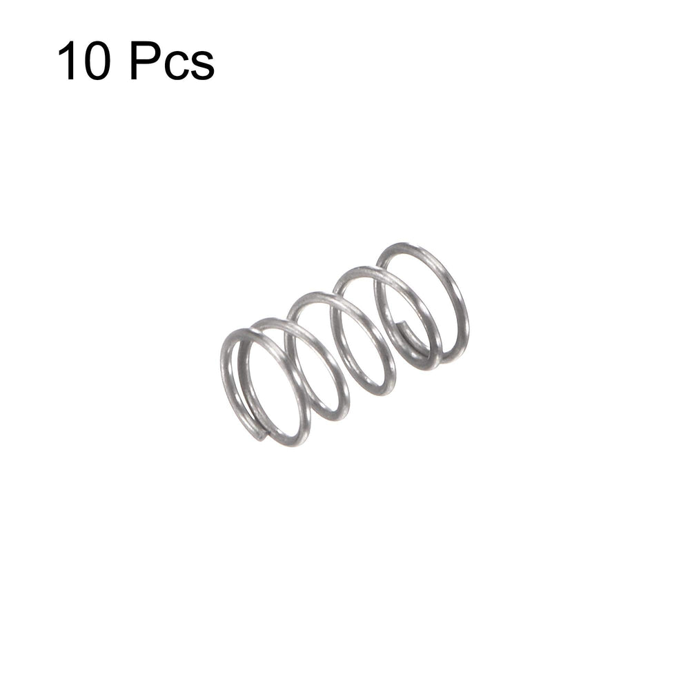 Compression Spring,304 Stainless Steel,3mm OD,0.3mm Wire Size,5mm Compressed Length,3mm Free Length,2N Load Capacity for Home Projects, Silver Tone,10pcs