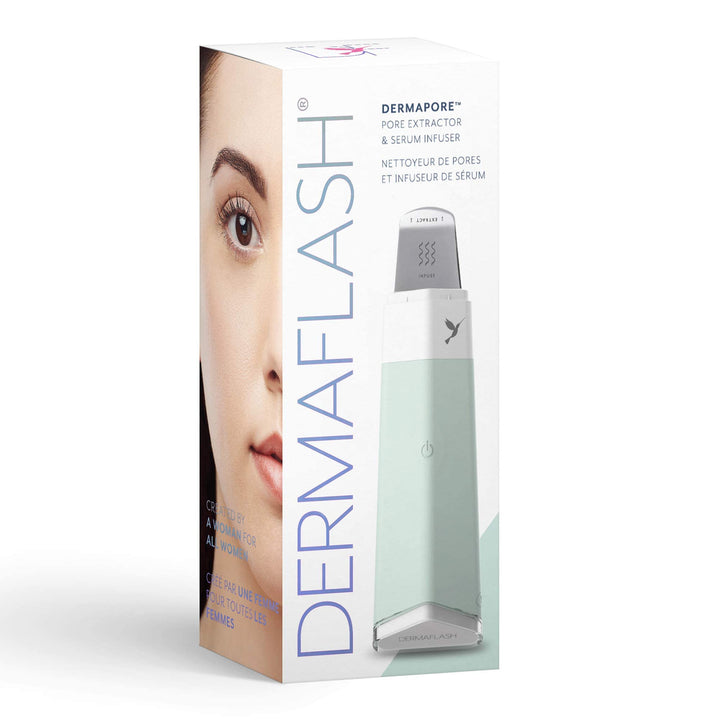 DERMAPORE Skin Care Device, Ultrasonic 2-in-1 Pore Extractor and Serum Infuser, Icy Pink