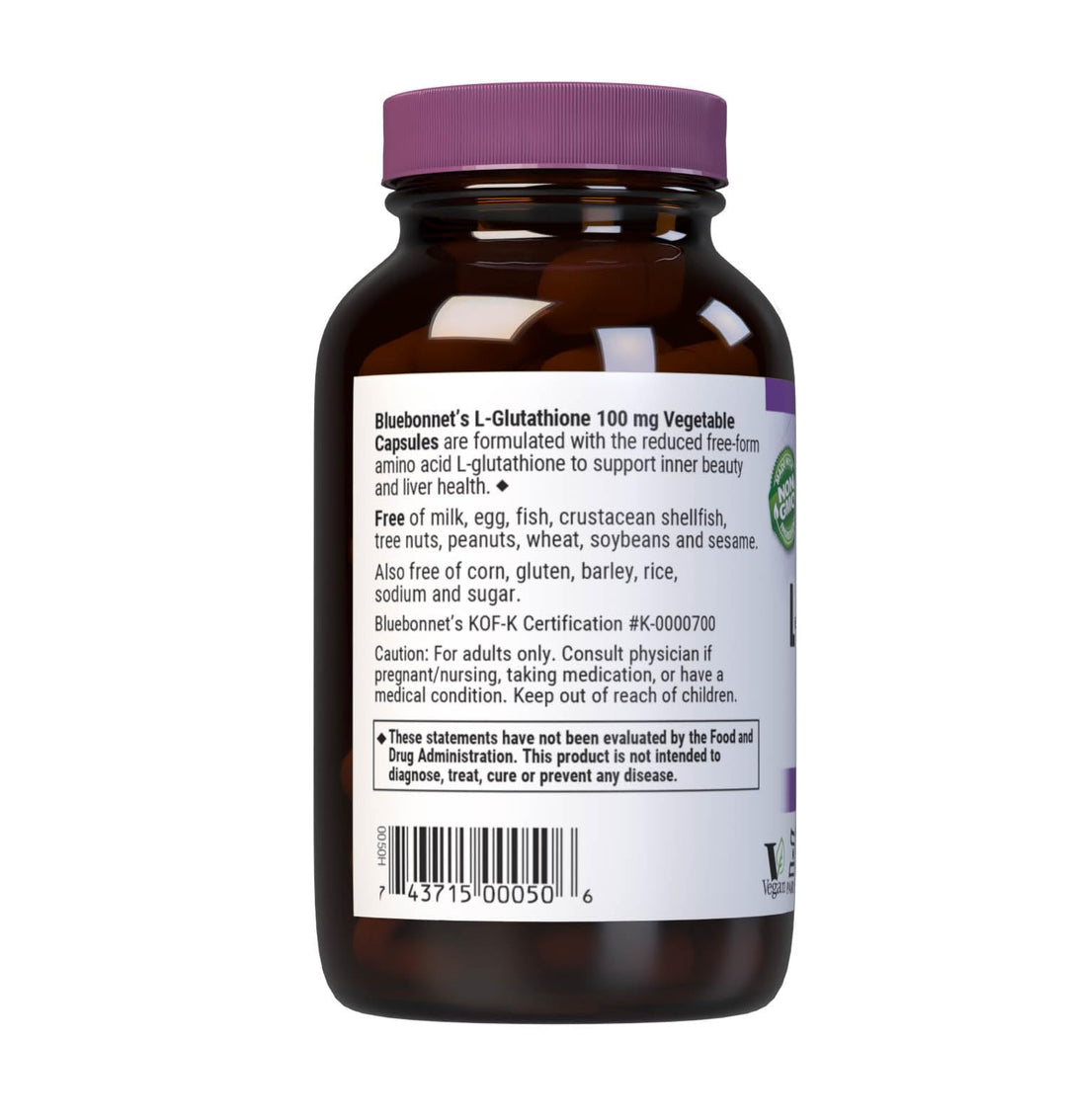 Bluebonnet L-Glutathione 100 mg Vitamin Capsules, 60 Count, White