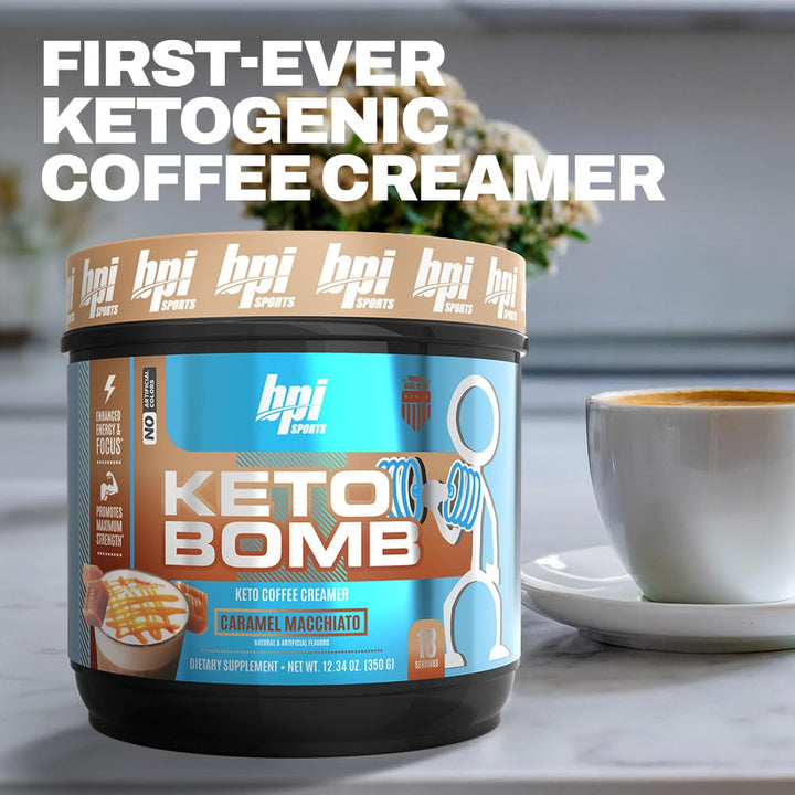Keto Bomb Coffee Creamer - Supports Energy and Hydration - MCT and Electrolytes - with Calcium - Caramel Macchiato, 18 Servings