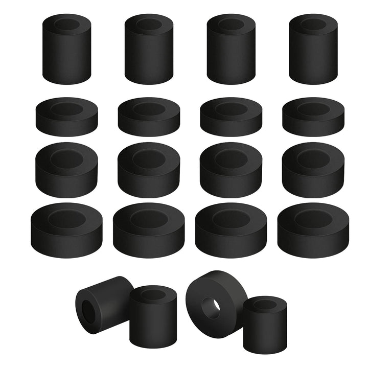 20pcs Round Rubber Spacer, 4 Sizes Neoprene Spacer Multi Purpose Thick Rubber Grommets Anti Vibration Black Rubber Washers Kit for Home Car Accessories