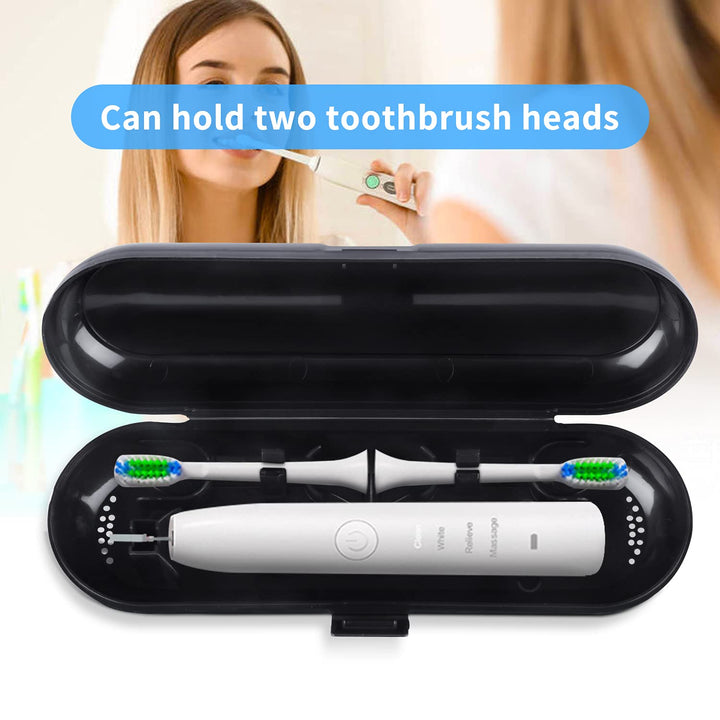 2 Pack Electric Toothbrush Travel Case for Oral-B Pro and Other Electric Toothbrush, Portable Travel Toothbrush Holder (Black & White)