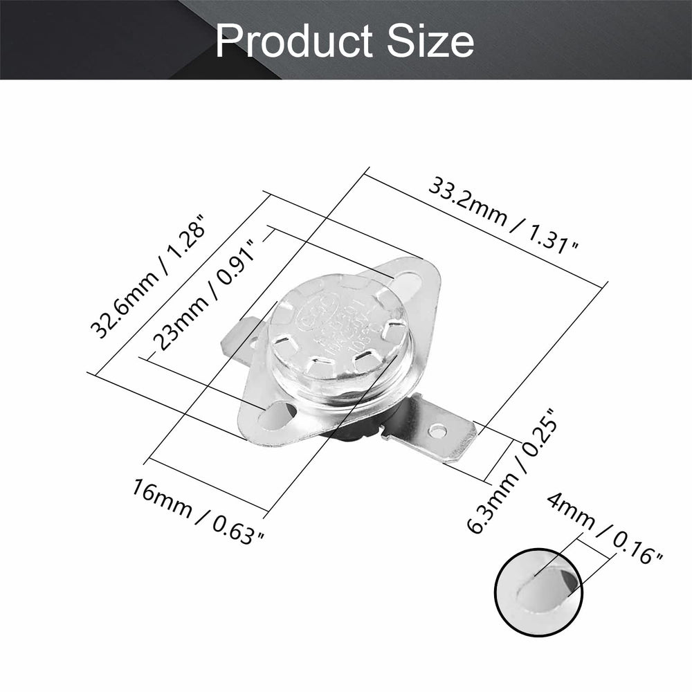 5Pcs KSD301 Thermostat Temperature Control Switch,Adjust Snap Disc Temperature Switch 105°C Normally Closed