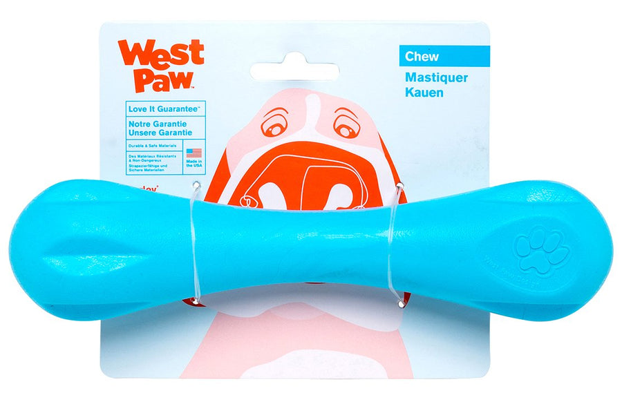 Zogoflex Hurley Dog Bone Chew Toy – Floatable Pet Toys for Aggressive Chewers, Catch, Fetch – Bright-Colored Bones for Dogs – Recyclable, Dishwasher-Safe, Non-Toxic, Large, Aqua