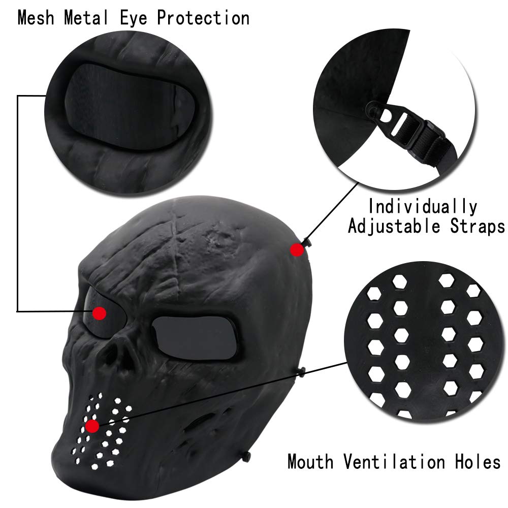 Full Face Airsoft Mask, for Masquerade Halloween Cosplay, Movie Props and Other Outdoor Activities