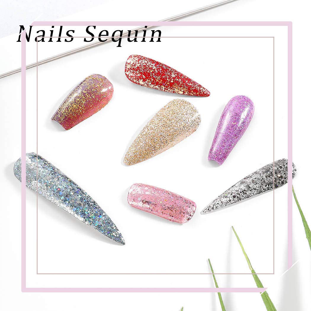 12 Colors Holoqraphic Glitter Superfine Nails Sequins Mixed Iridescent Paillette for Nails Art (A)
