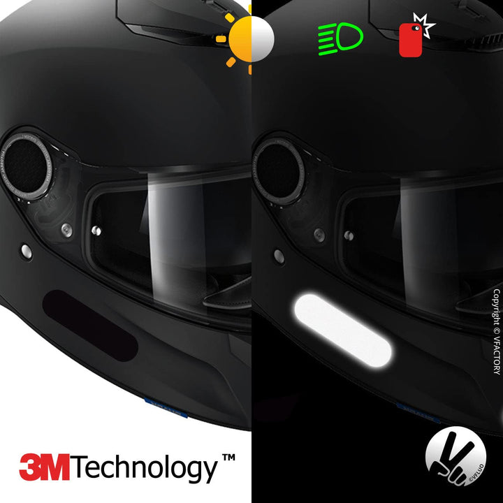 - Kit 4 Retro Reflective Stripes Stickers for Motorcycle Helmet - Retro Reflective Stickers Technology 3M - High Visibility - Discreet and Design - Maximum Grip