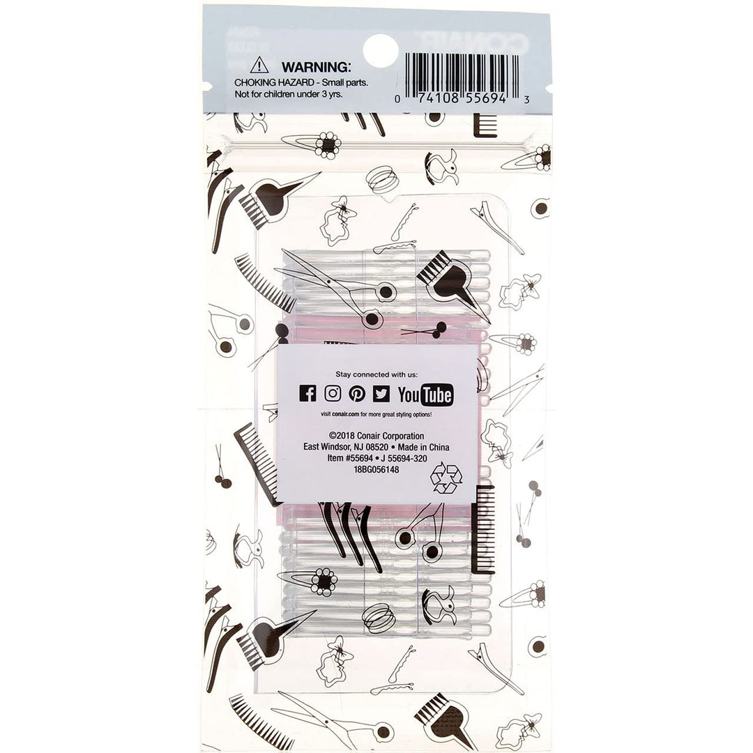 Clear and Metal Free Bobby Pins, Clear, 25 Ct
