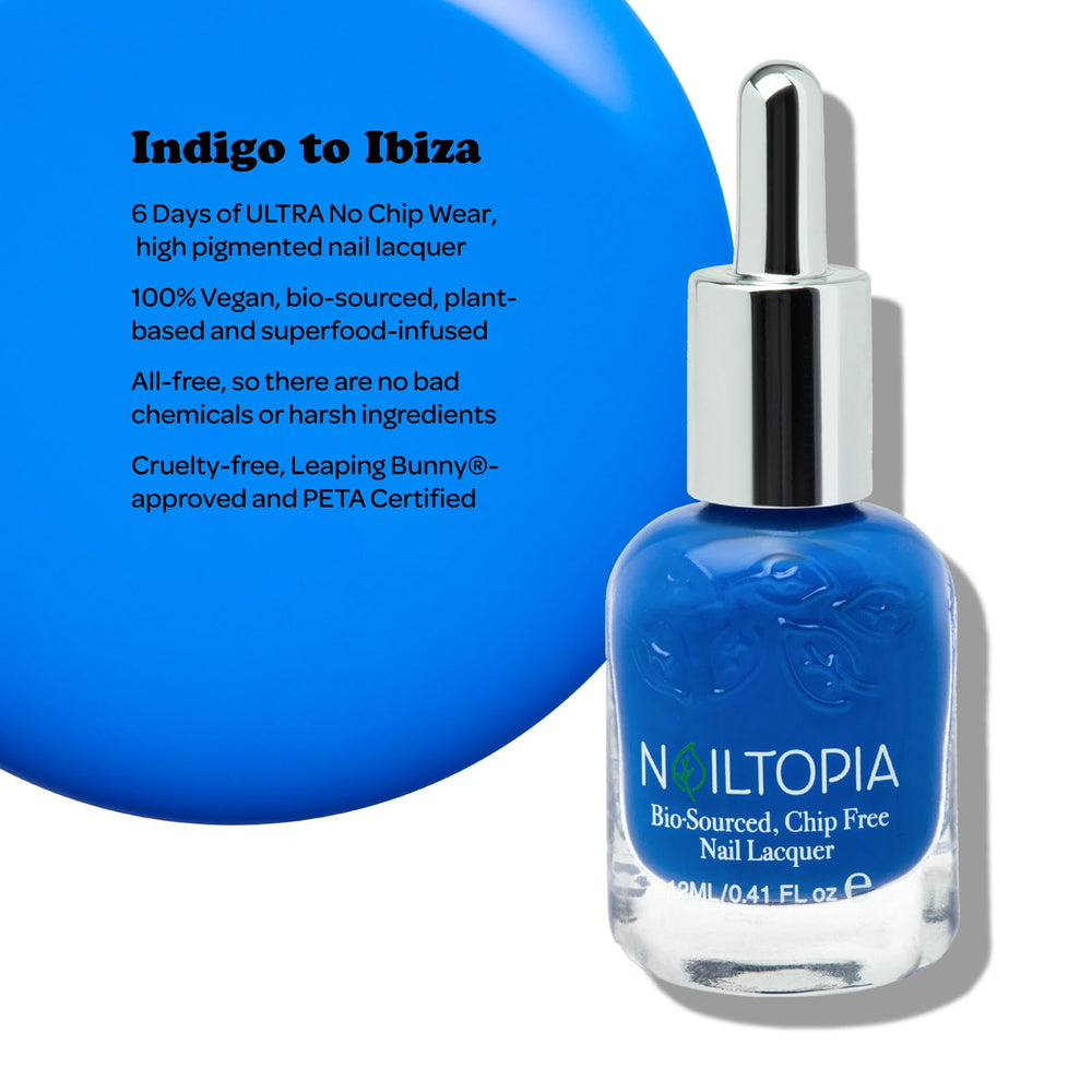 - Plant-Based Chip Free Nail Lacquer - Non Toxic, Bio-Sourced, Long-Lasting, Strengthening Polish - Indigo To Ibiza (Ocean Blue) - 0.41oz