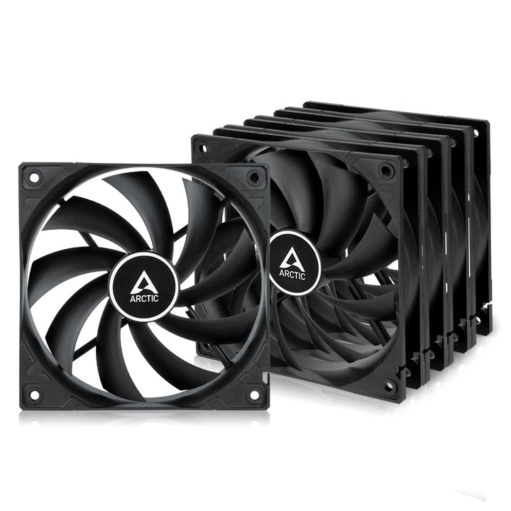 F12 (5 Pack) - 120 mm Standard Case Fan, Low Noise, Quiet Motor, Computer, Fan Speed: 1350 RPM - Black