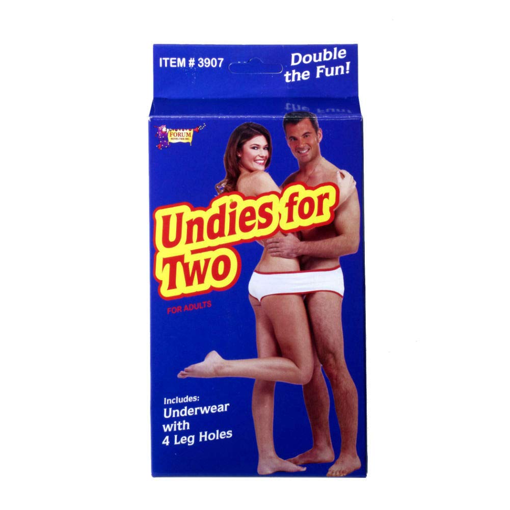 Forum Novelties 3907 Undies for Two - Valentine's Day Gift, Fun Fundie Underwear Panties for Halloween Parties & Holidays,1 pack, One Size, White