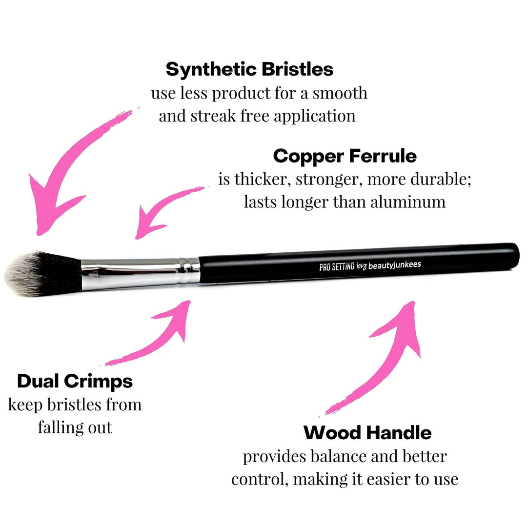 1 pc Pro Setting Powder, Black: Pro Setting Powder Makeup Brush, Small Tapered Blending for Under Eyes, Highlighter, Soft, Synthetic, Vegan, Cruelty Free